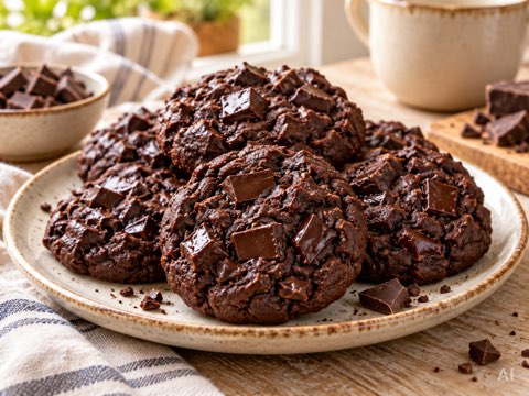 NEJČOKOLÁDOVĚJŠÍ COOKIES recept z netu – ilustrační obrázek vytvořený AI